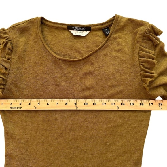 Scotch & Soda Top Womens XL Wool Ruffle Sleeve Raw Hem Minimalist Quiet Luxury - Picture 13 of 16
